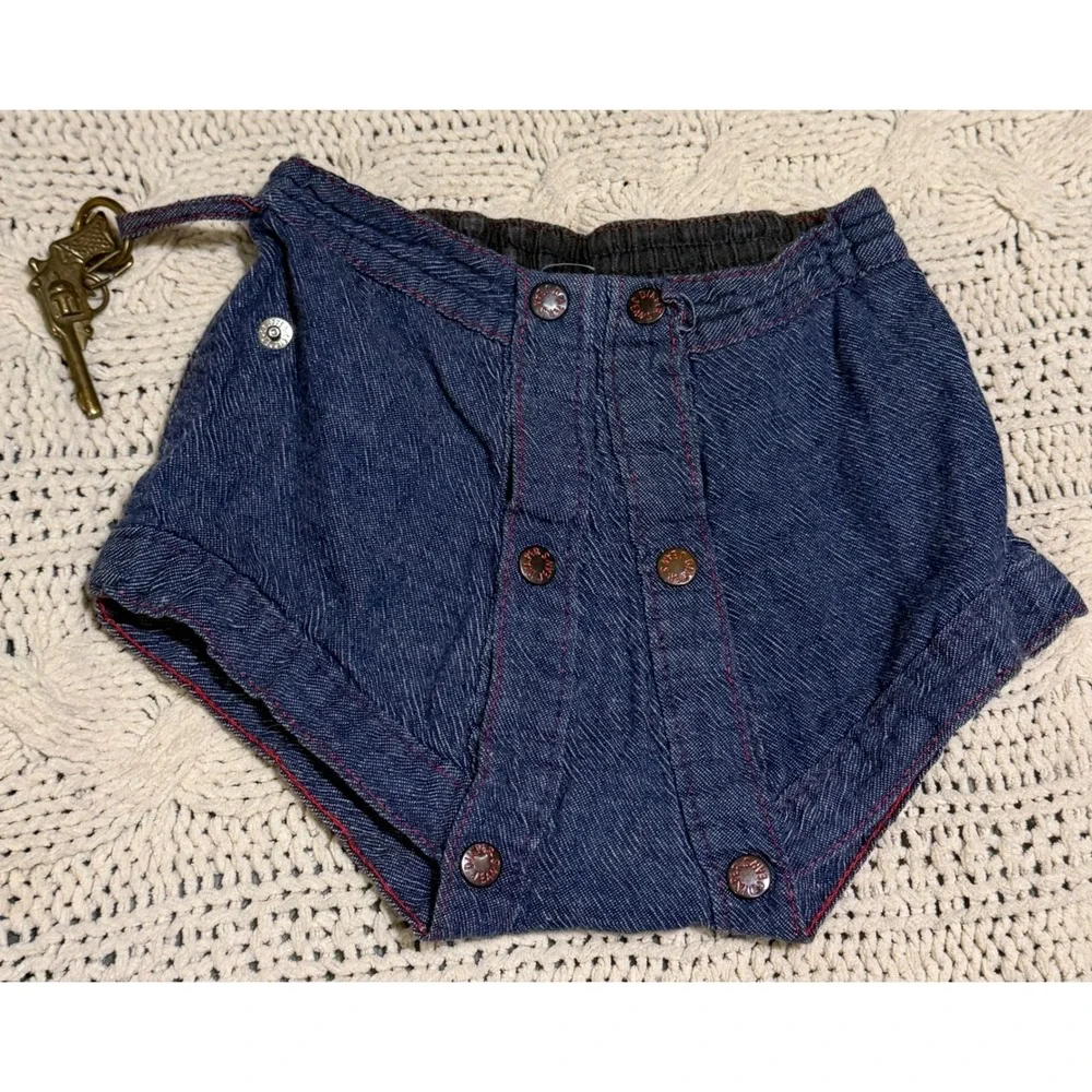Vintage Diaper Jeans Denim Diaper Cover Bloomers Western Pistol Charm Blue L